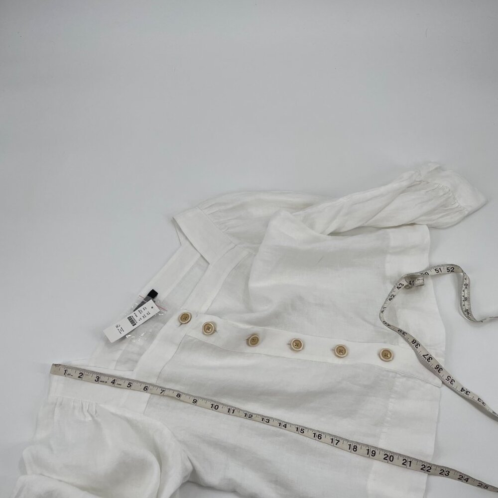 NWT J. Crew White Square Neck Button-Up Linen Peasant Top Womens Medium Cottage - Picture 9 of 9